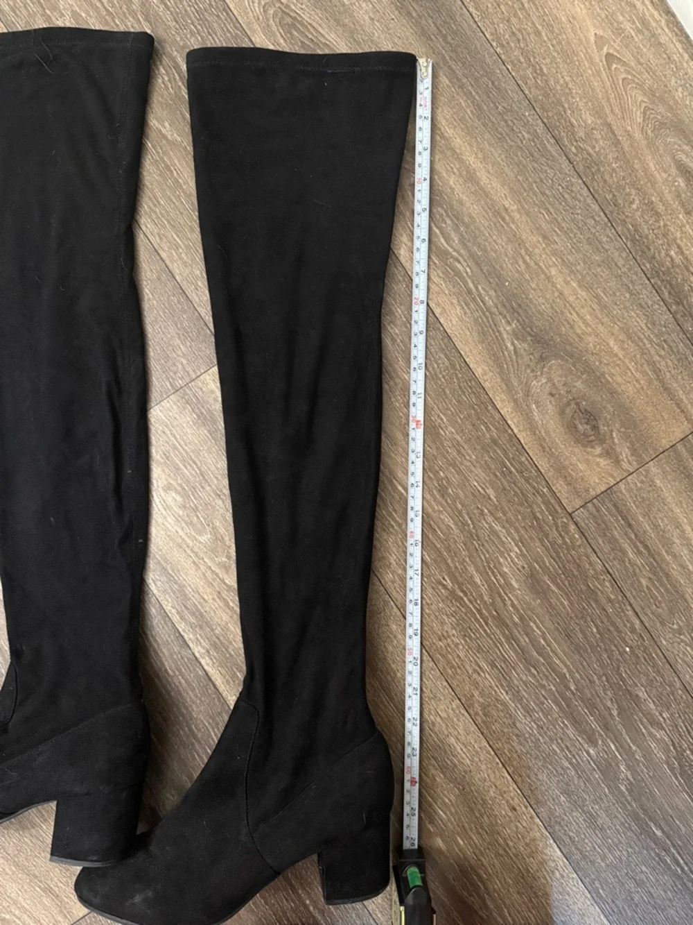 Steve Madden Black Over-the-Knee Block Heel Boots - Picture 3 of 8